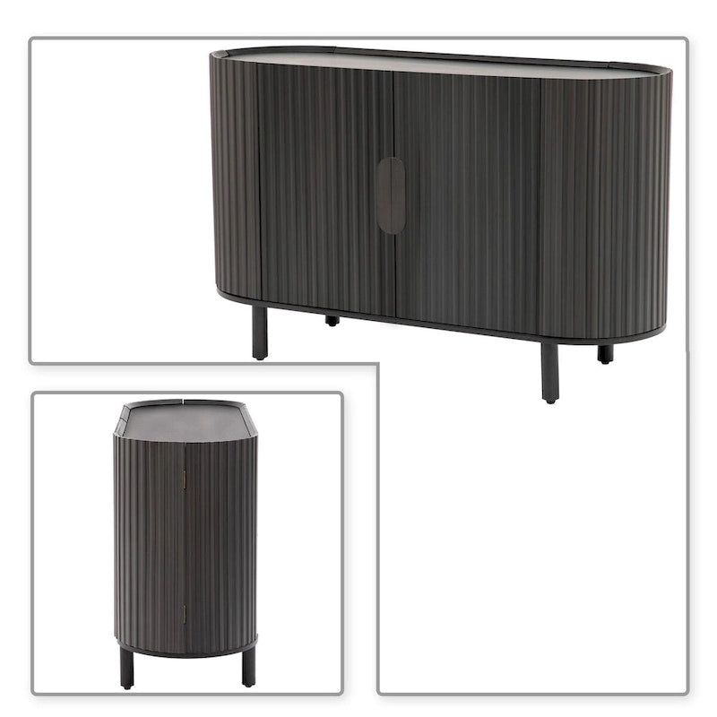 Wooden Sideboard with Vertical Stripe Cabinet Doors