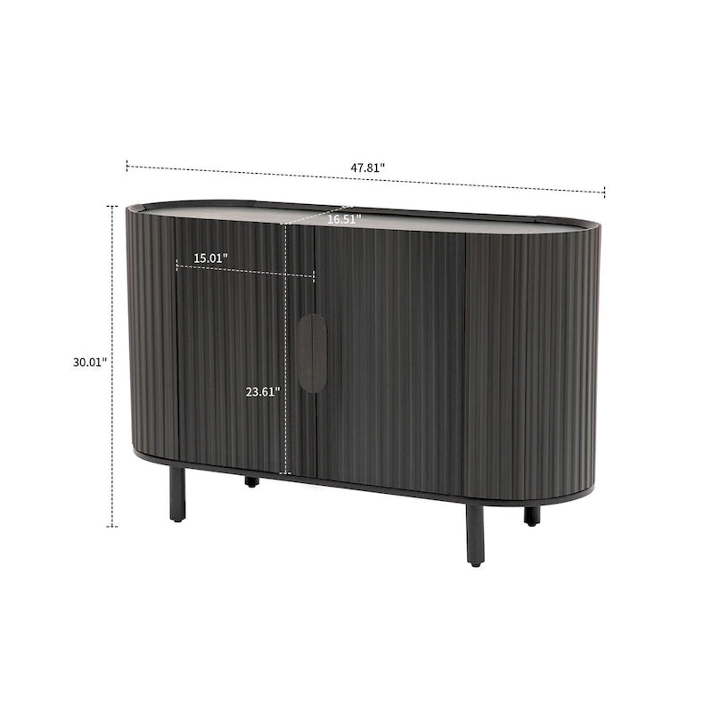 Wooden Sideboard with Vertical Stripe Cabinet Doors