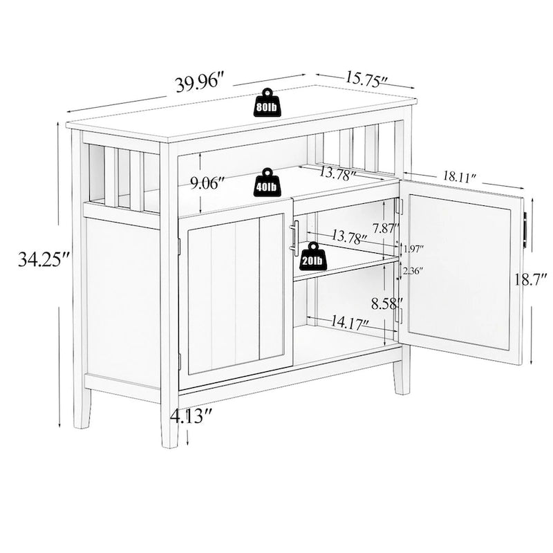 Buffet Cabinet with 2 Adjustable Shelves