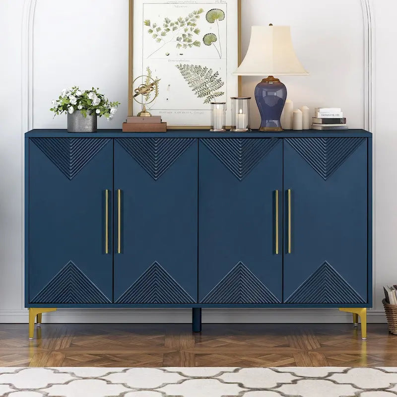 Four-Door Cabinet with Two-Tone Triangular Pattern