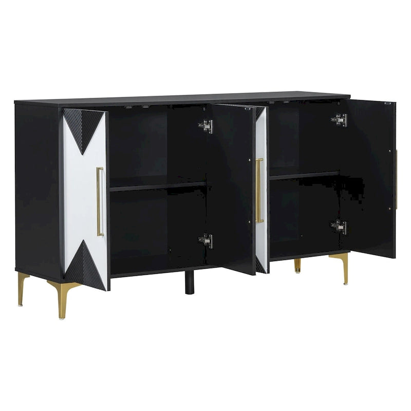 Four-Door Cabinet with Two-Tone Triangular Pattern