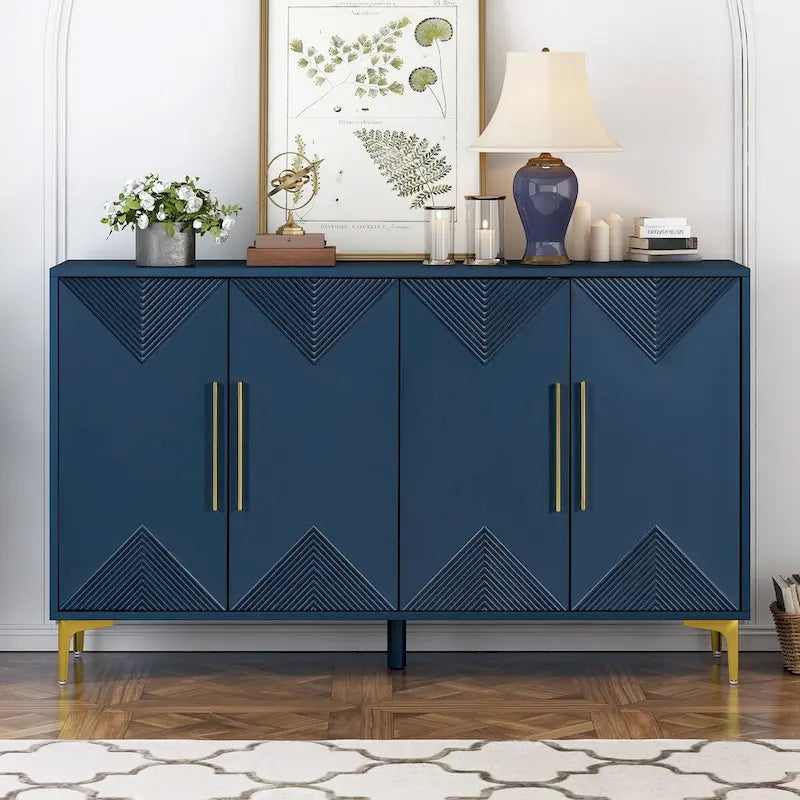Four-Door Cabinet with Two-Tone Triangular Pattern