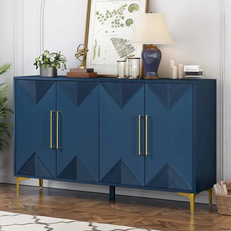 Four-Door Cabinet with Two-Tone Triangular Pattern