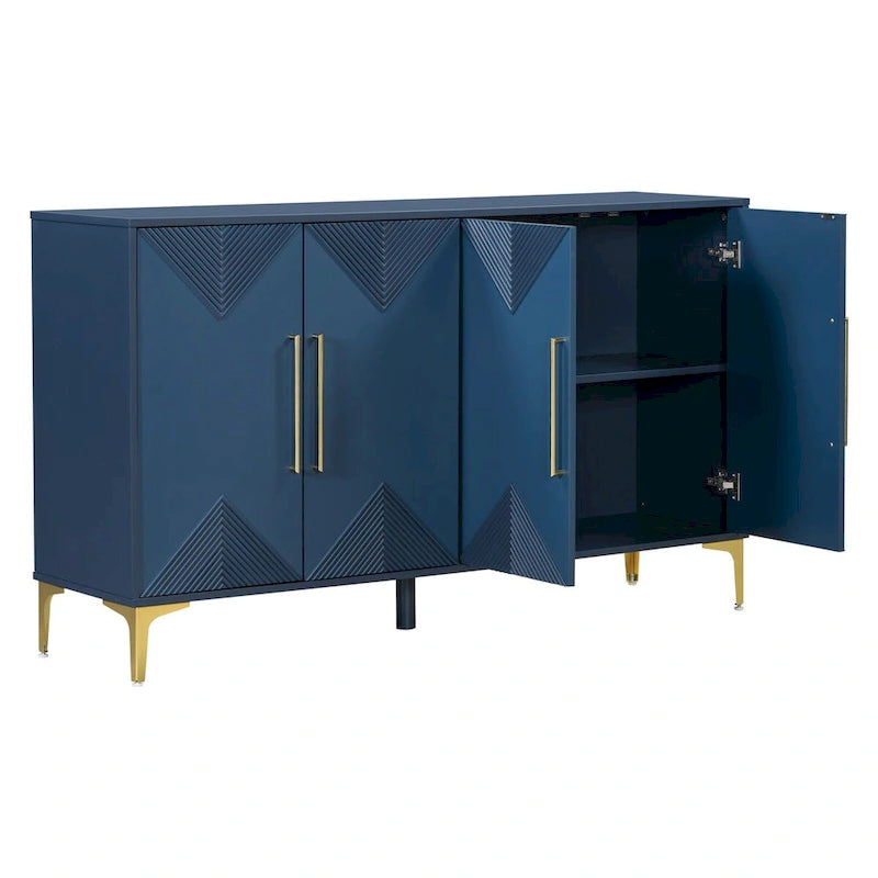 Four-Door Cabinet with Two-Tone Triangular Pattern