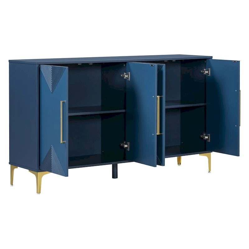 Four-Door Cabinet with Two-Tone Triangular Pattern