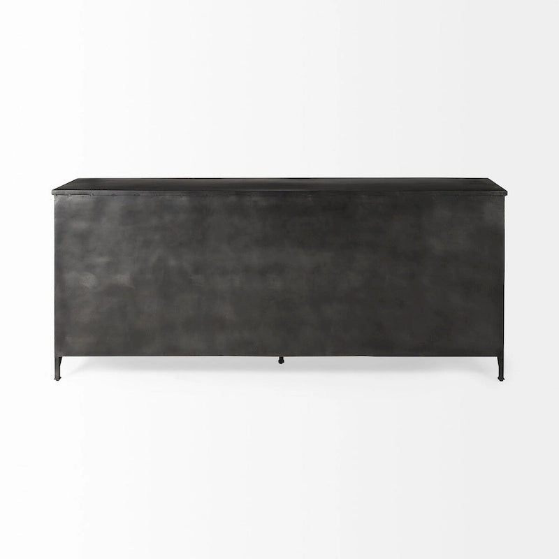 Black Metal Glass Door Sideboard - 79.0L x 16.0W x 33.0H