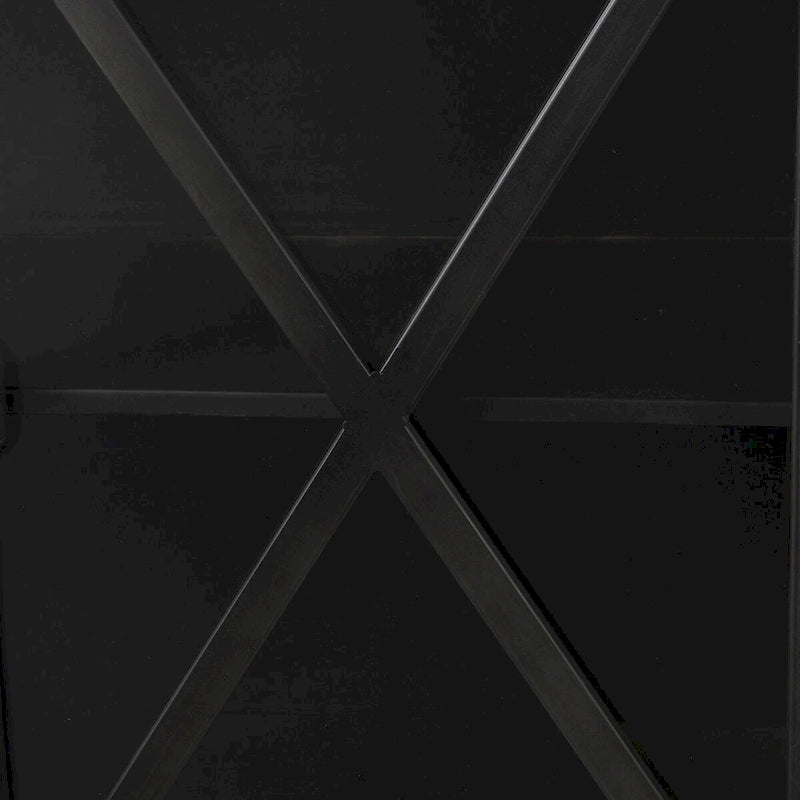Black Metal Glass Door Sideboard - 79.0L x 16.0W x 33.0H