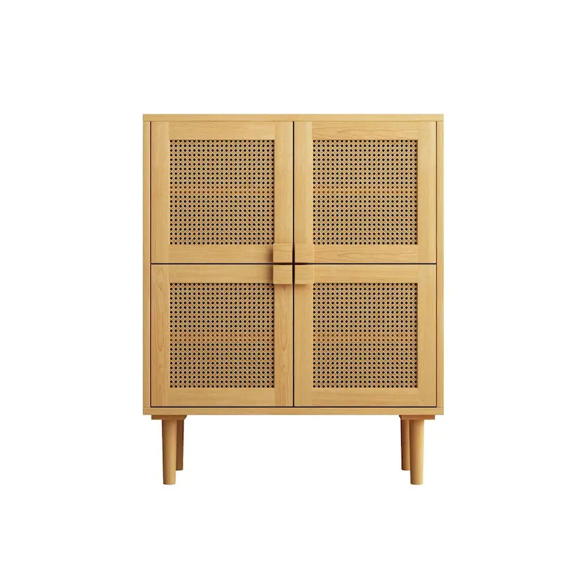 Modern Sideboard 4-Doors Rattan Mesh Storage Cabinet