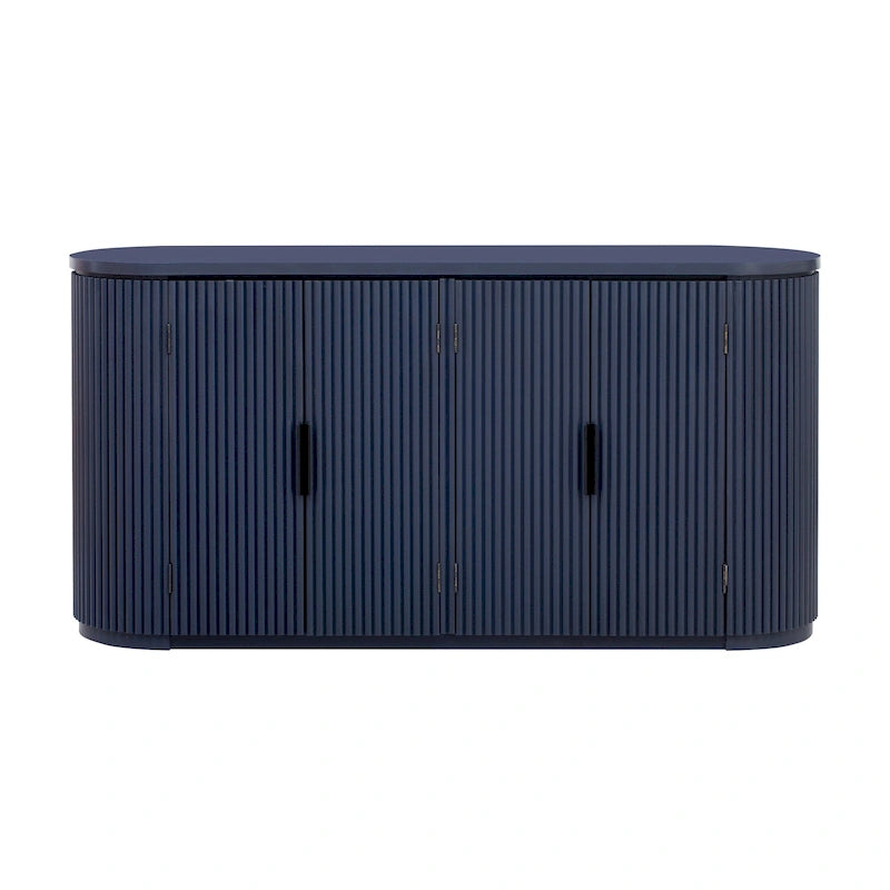 Vertical Striped Door Storage Cabinet with Adjustable Shelves