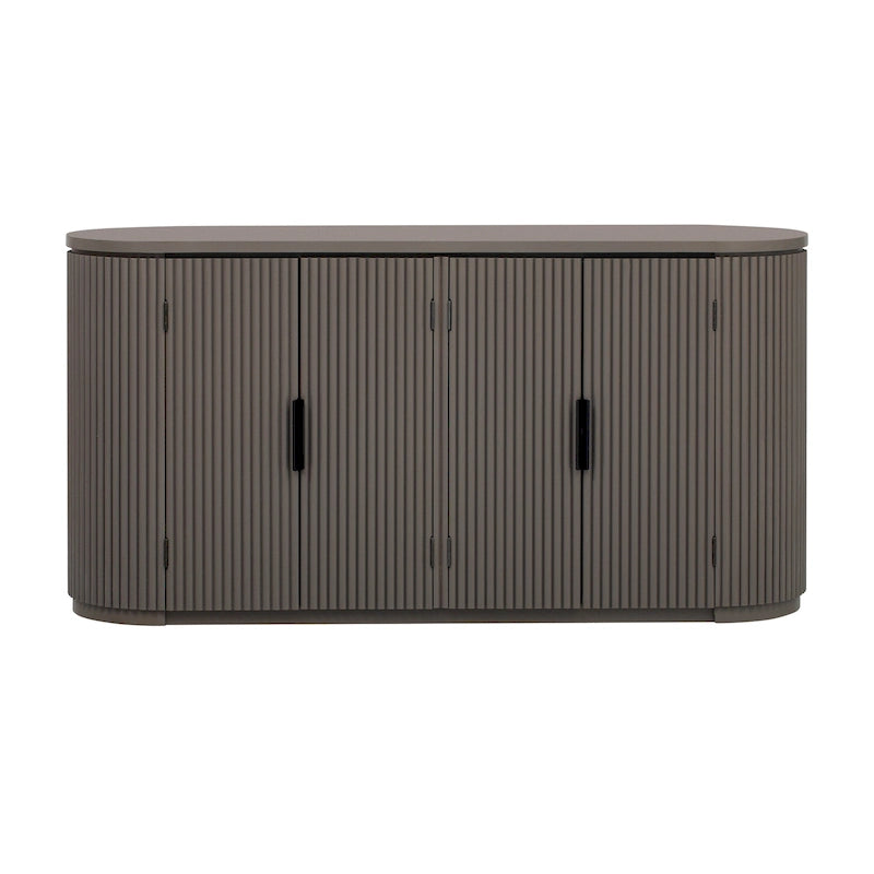 Vertical Striped Door Storage Cabinet with Adjustable Shelves