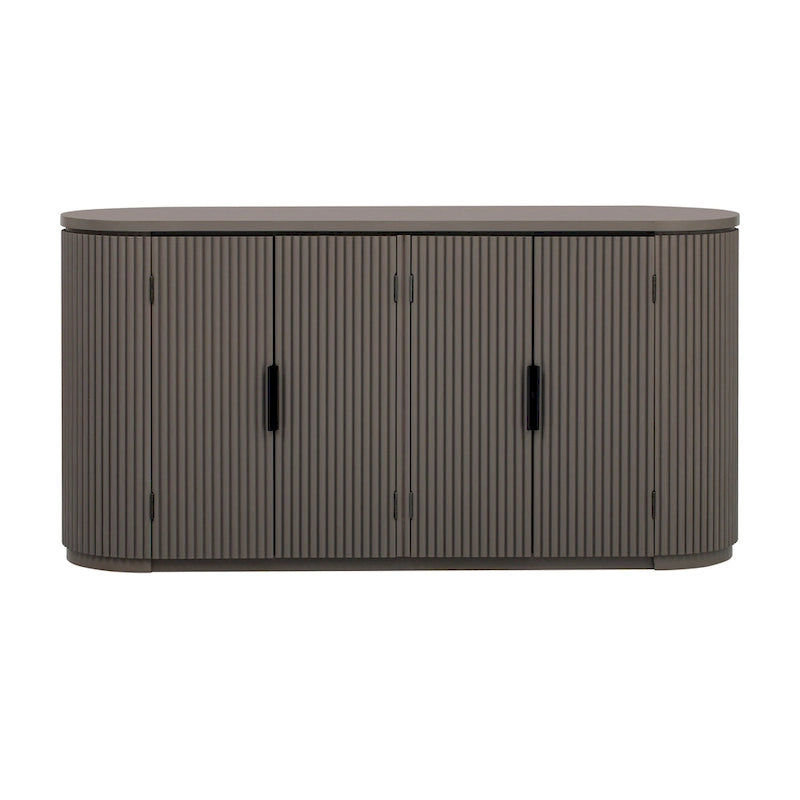 Vertical Striped Door Storage Cabinet with Adjustable Shelves