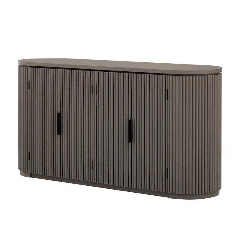 Vertical Striped Door Storage Cabinet with Adjustable Shelves
