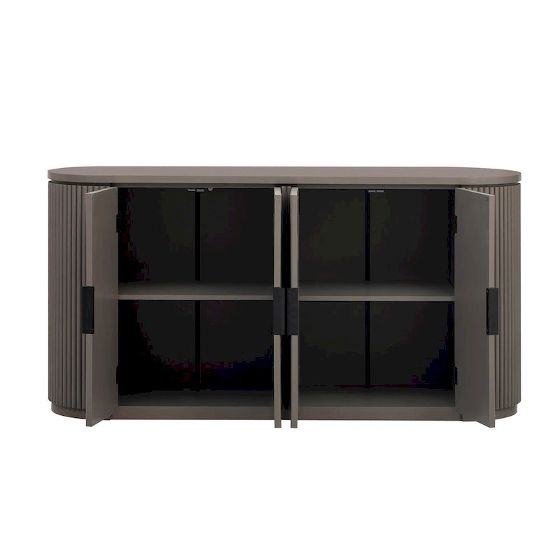 Vertical Striped Door Storage Cabinet with Adjustable Shelves