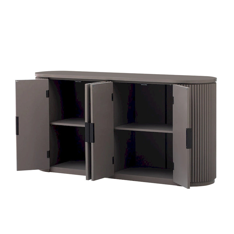 Vertical Striped Door Storage Cabinet with Adjustable Shelves