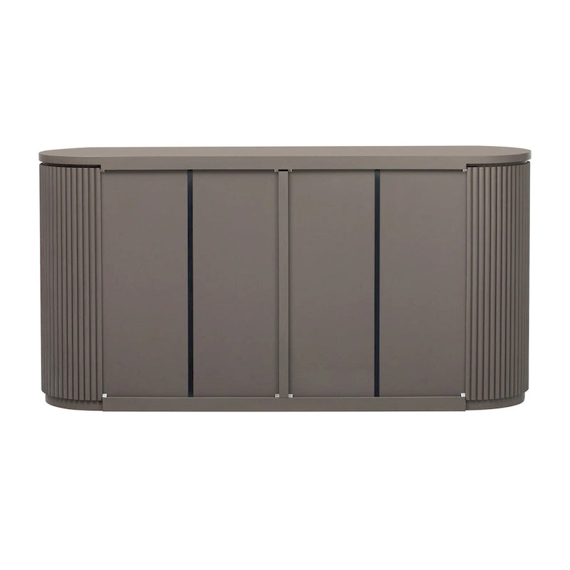 Vertical Striped Door Storage Cabinet with Adjustable Shelves