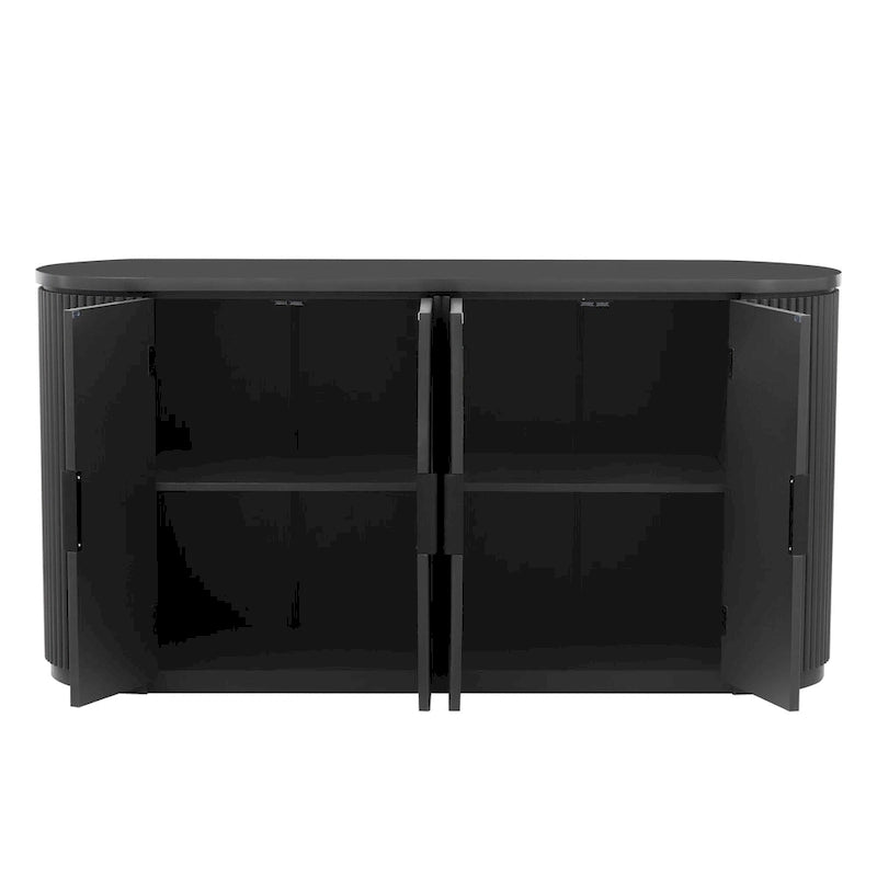 Vertical Striped Door Storage Cabinet with Adjustable Shelves