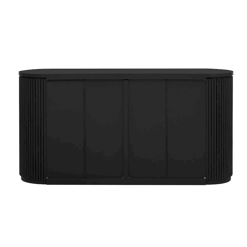 Vertical Striped Door Storage Cabinet with Adjustable Shelves