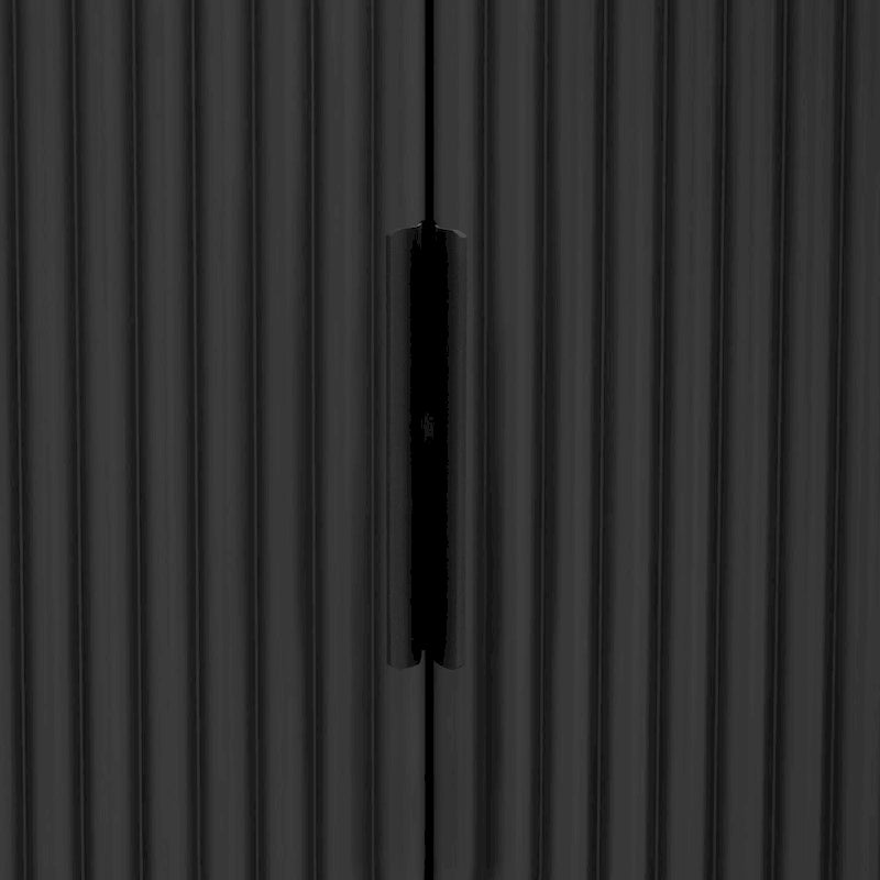 Vertical Striped Door Storage Cabinet with Adjustable Shelves