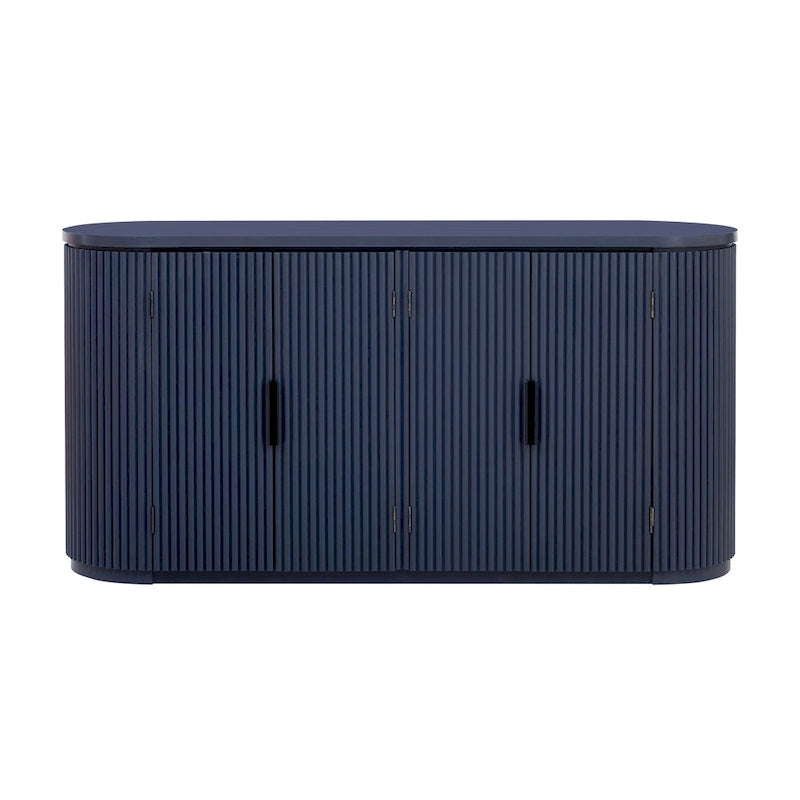 Vertical Striped Door Storage Cabinet with Adjustable Shelves