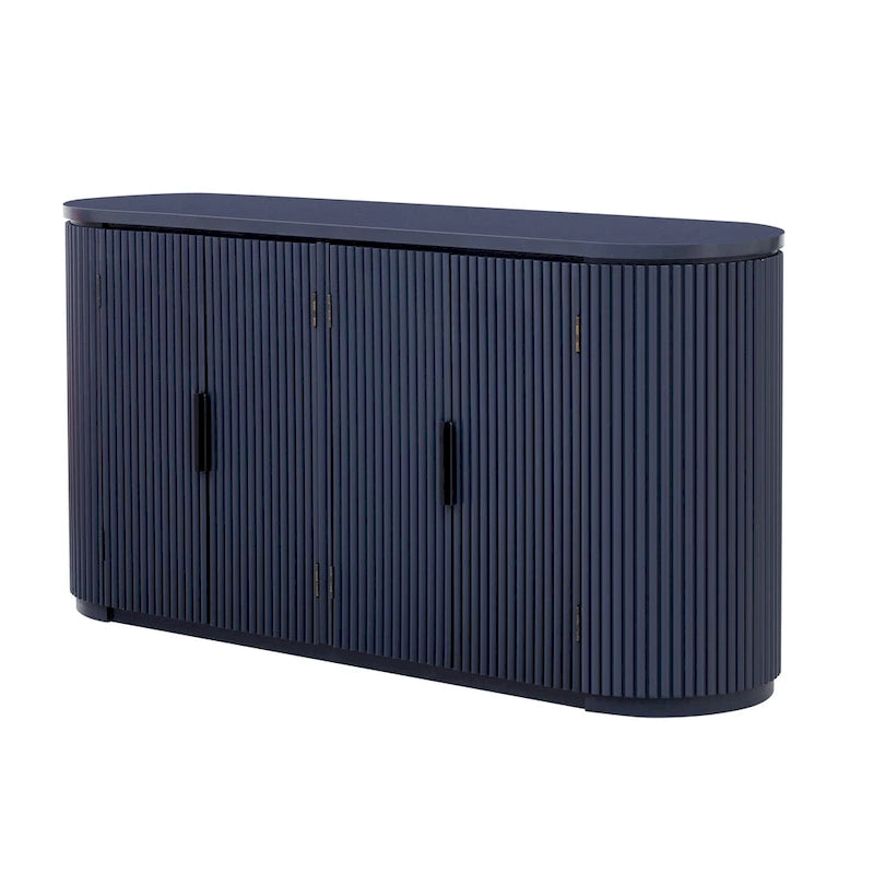 Vertical Striped Door Storage Cabinet with Adjustable Shelves
