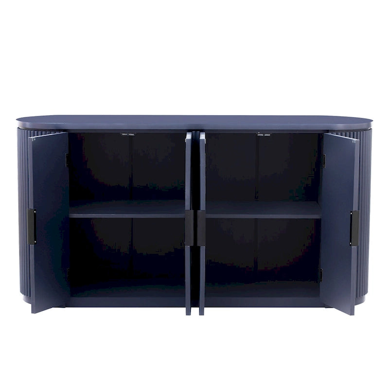 Vertical Striped Door Storage Cabinet with Adjustable Shelves