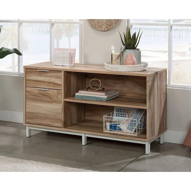 File Credenza with Drawers and Open Shelving