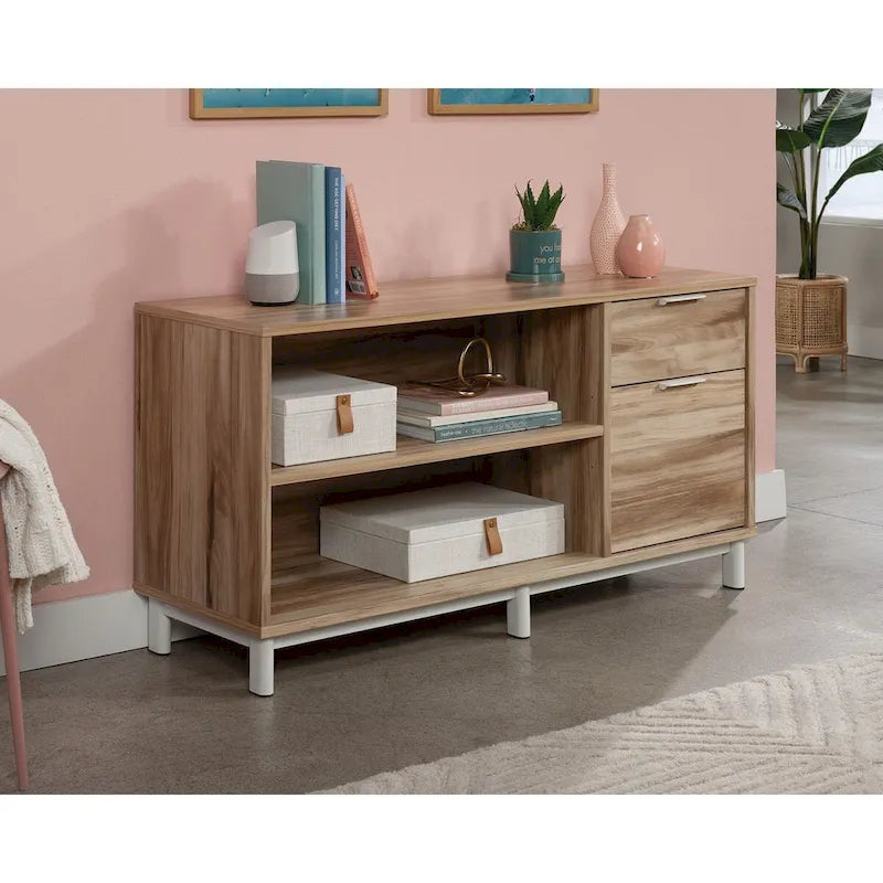 File Credenza with Drawers and Open Shelving
