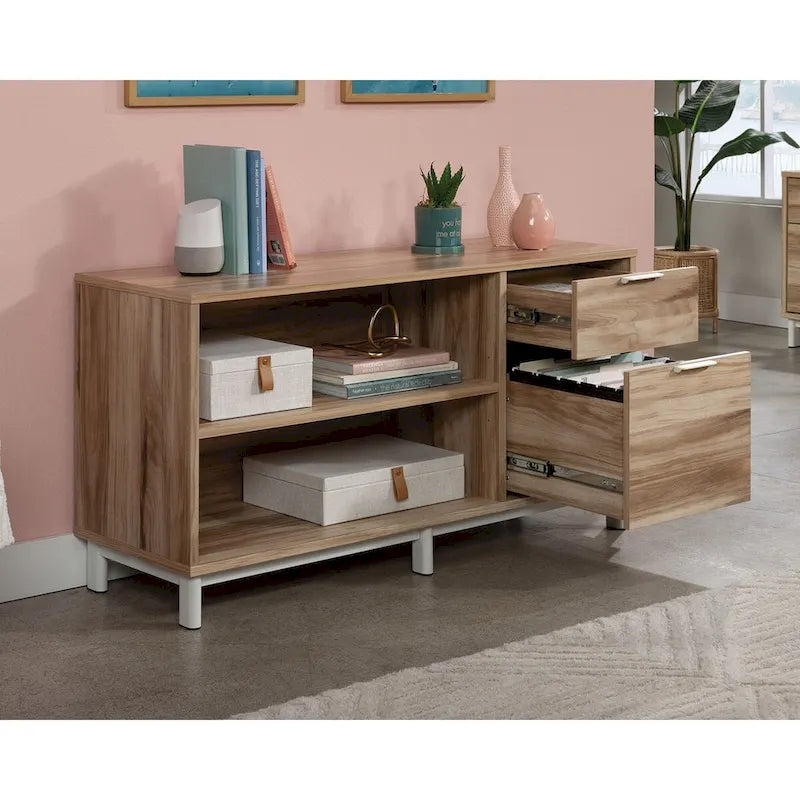 File Credenza with Drawers and Open Shelving