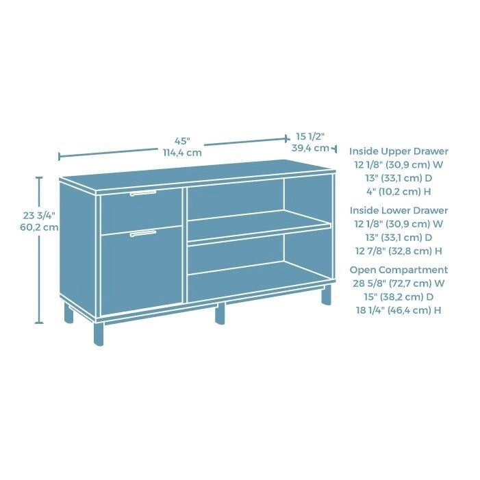 File Credenza with Drawers and Open Shelving