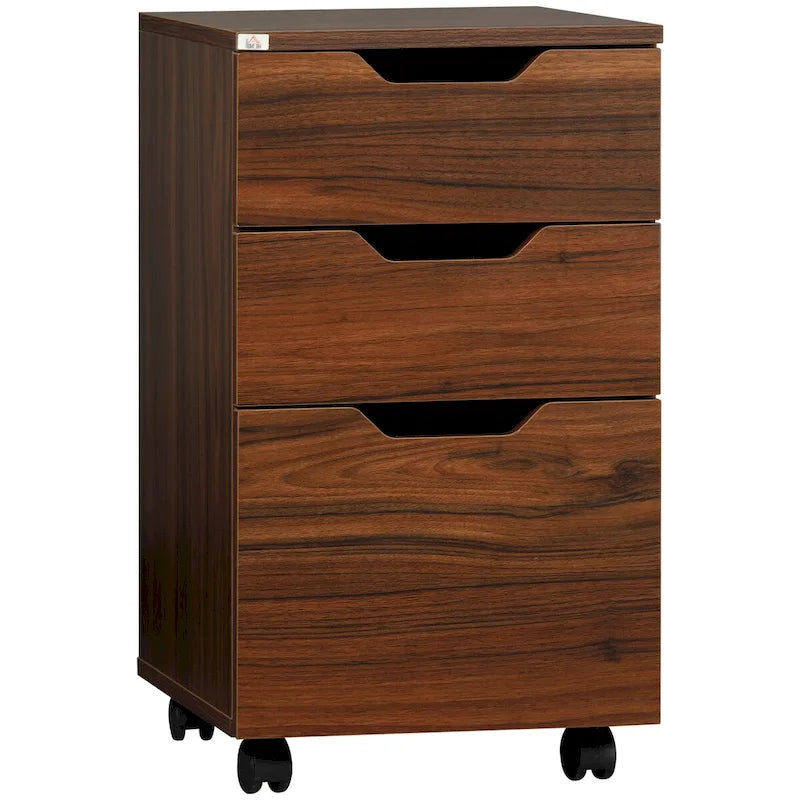 3-Drawer Rolling Office Cabinet with Wheels, Under Desk Storage