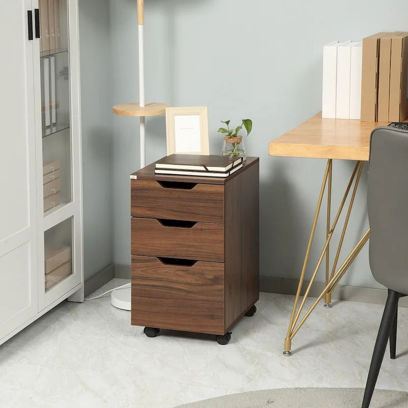 3-Drawer Rolling Office Cabinet with Wheels, Under Desk Storage