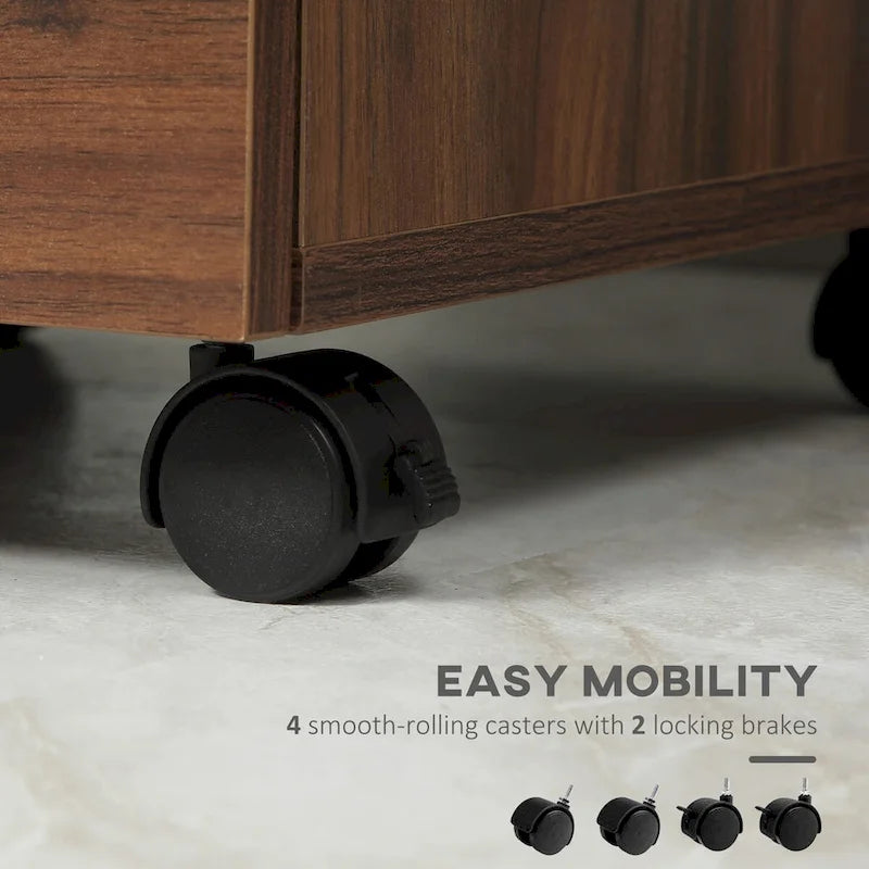 3-Drawer Rolling Office Cabinet with Wheels, Under Desk Storage