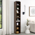 8-Tier Media Tower Rack with Adjustable Shelves, Tall Narrow Bookcase Display Bookshelf