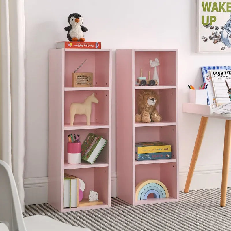 8-Tier Media Tower Rack with Adjustable Shelves, Tall Narrow Bookcase Display Bookshelf