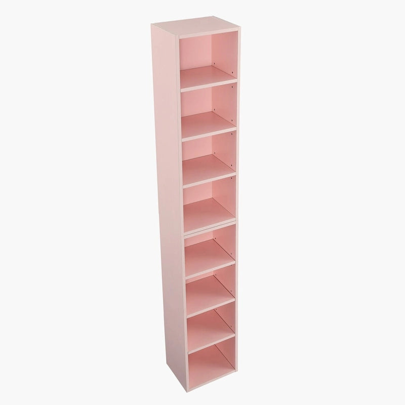 8-Tier Media Tower Rack with Adjustable Shelves, Tall Narrow Bookcase Display Bookshelf