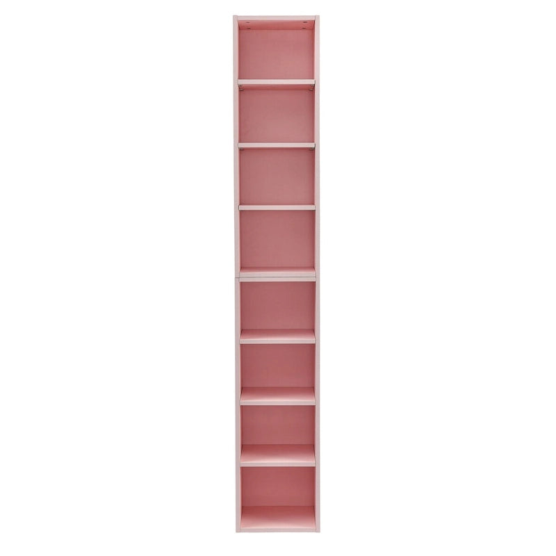 8-Tier Media Tower Rack with Adjustable Shelves, Tall Narrow Bookcase Display Bookshelf