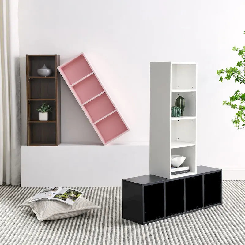 8-Tier Media Tower Rack with Adjustable Shelves, Tall Narrow Bookcase Display Bookshelf