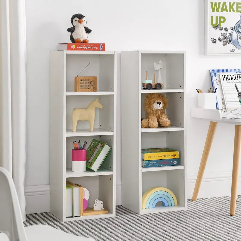 8-Tier Media Tower Rack with Adjustable Shelves, Tall Narrow Bookcase Display Bookshelf