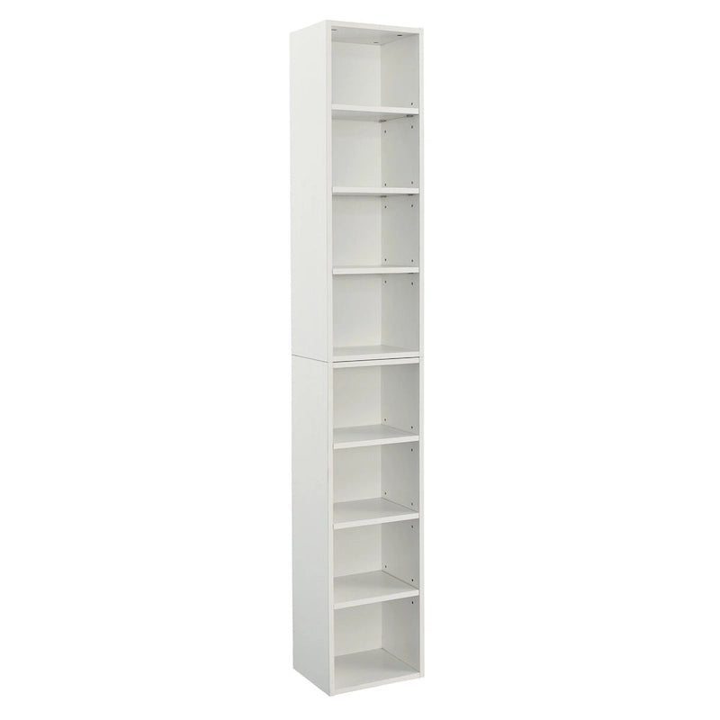 8-Tier Media Tower Rack with Adjustable Shelves, Tall Narrow Bookcase Display Bookshelf
