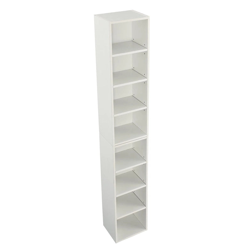 8-Tier Media Tower Rack with Adjustable Shelves, Tall Narrow Bookcase Display Bookshelf