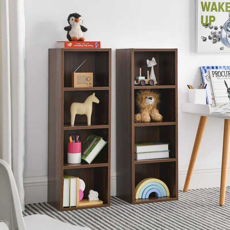 8-Tier Media Tower Rack with Adjustable Shelves, Tall Narrow Bookcase Display Bookshelf