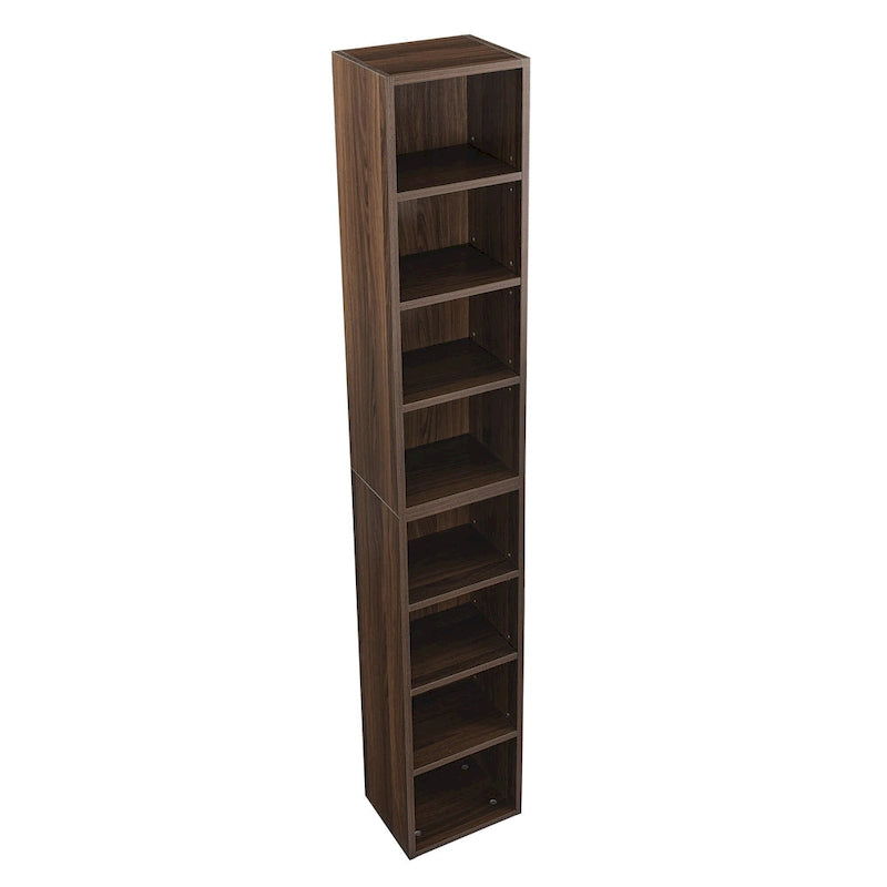 8-Tier Media Tower Rack with Adjustable Shelves, Tall Narrow Bookcase Display Bookshelf