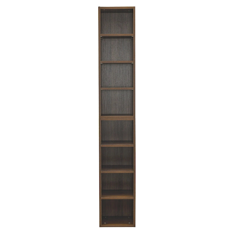 8-Tier Media Tower Rack with Adjustable Shelves, Tall Narrow Bookcase Display Bookshelf