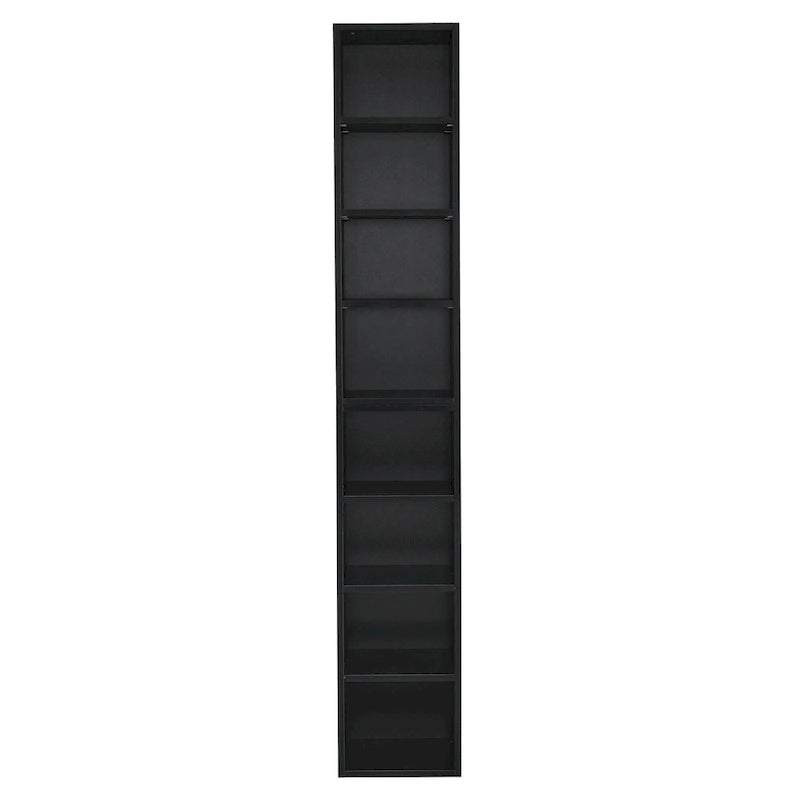 8-Tier Media Tower Rack with Adjustable Shelves, Tall Narrow Bookcase Display Bookshelf