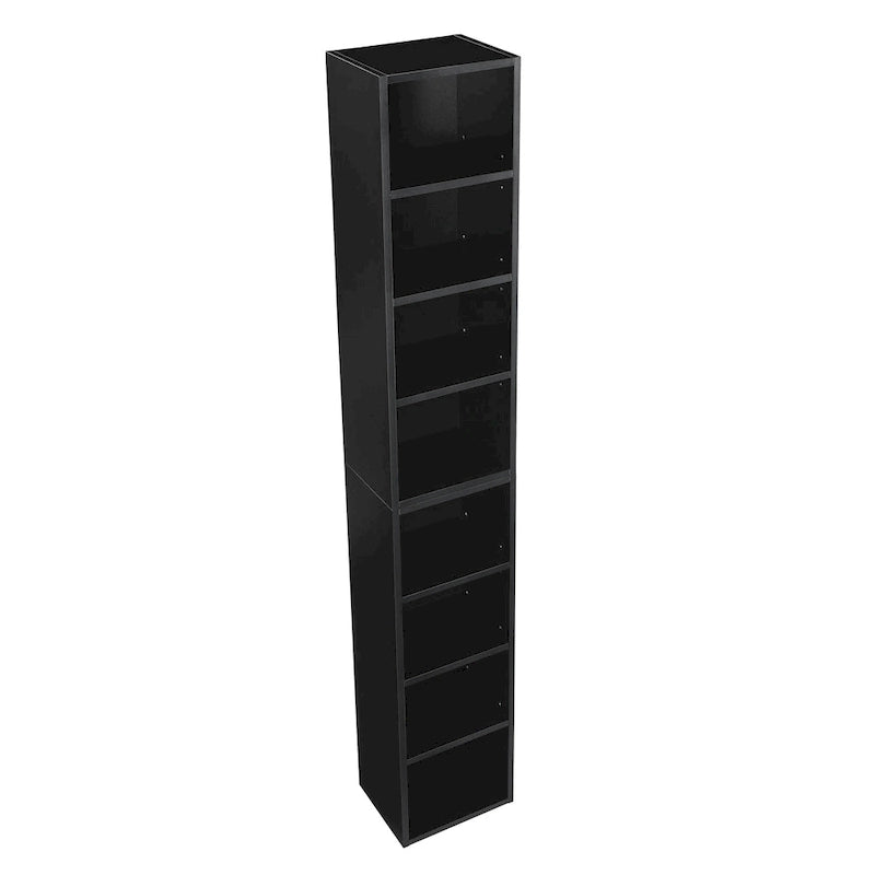 8-Tier Media Tower Rack with Adjustable Shelves, Tall Narrow Bookcase Display Bookshelf