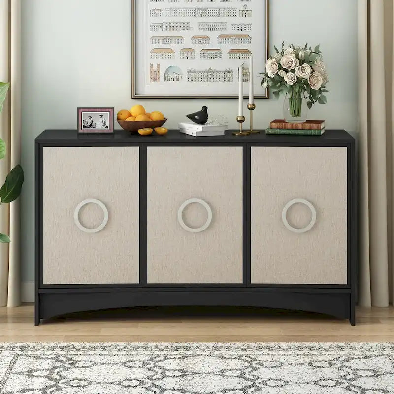 Curved Design Storage Cabinet with Adjustable Shelves