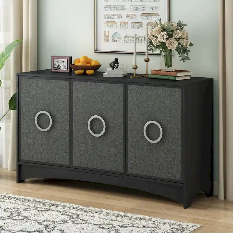 Curved Design Storage Cabinet with Adjustable Shelves