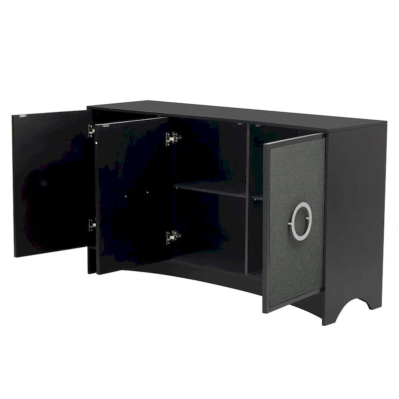 Curved Design Storage Cabinet with Adjustable Shelves