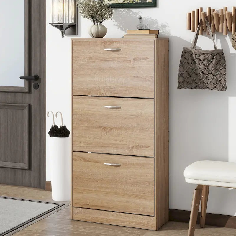 3-Drawer Shoe Storage Cabinet, 3-Tier Shoe Rack Organizer for Entryway