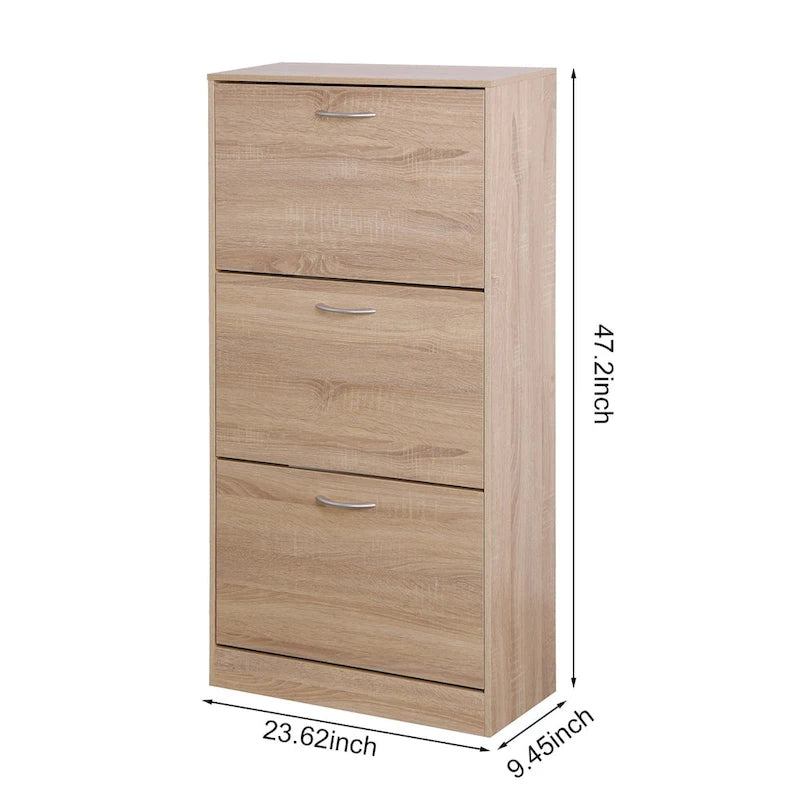 3-Drawer Shoe Storage Cabinet, 3-Tier Shoe Rack Organizer for Entryway